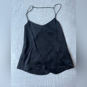 Reformation 100% black silk top with open back size XS